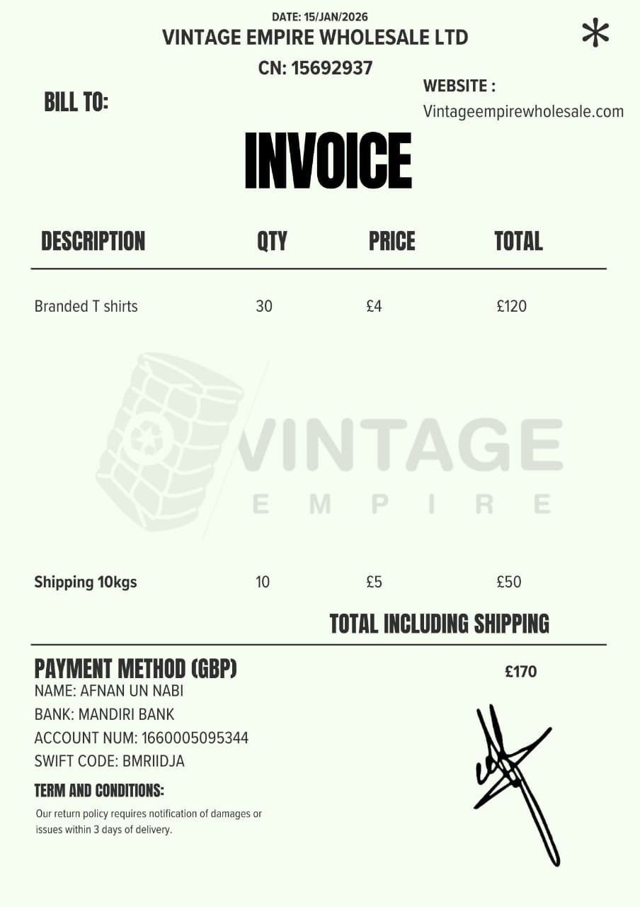 CUSTOM ORDER 74 Vintage Empire Wholesale