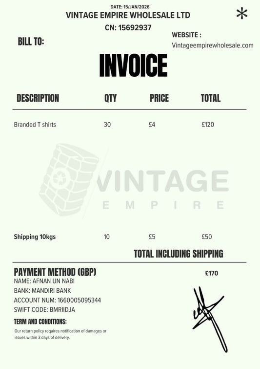 CUSTOM ORDER 74 Vintage Empire Wholesale