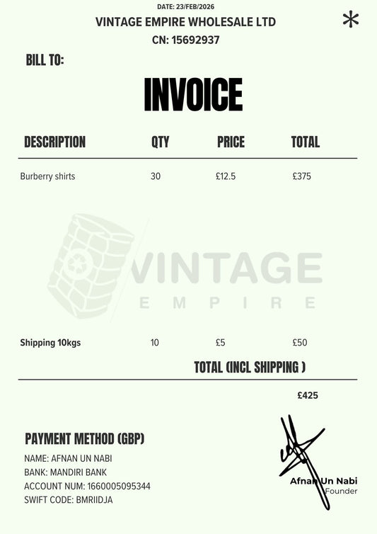 CUSTOM ORDER 82 Vintage Empire Wholesale