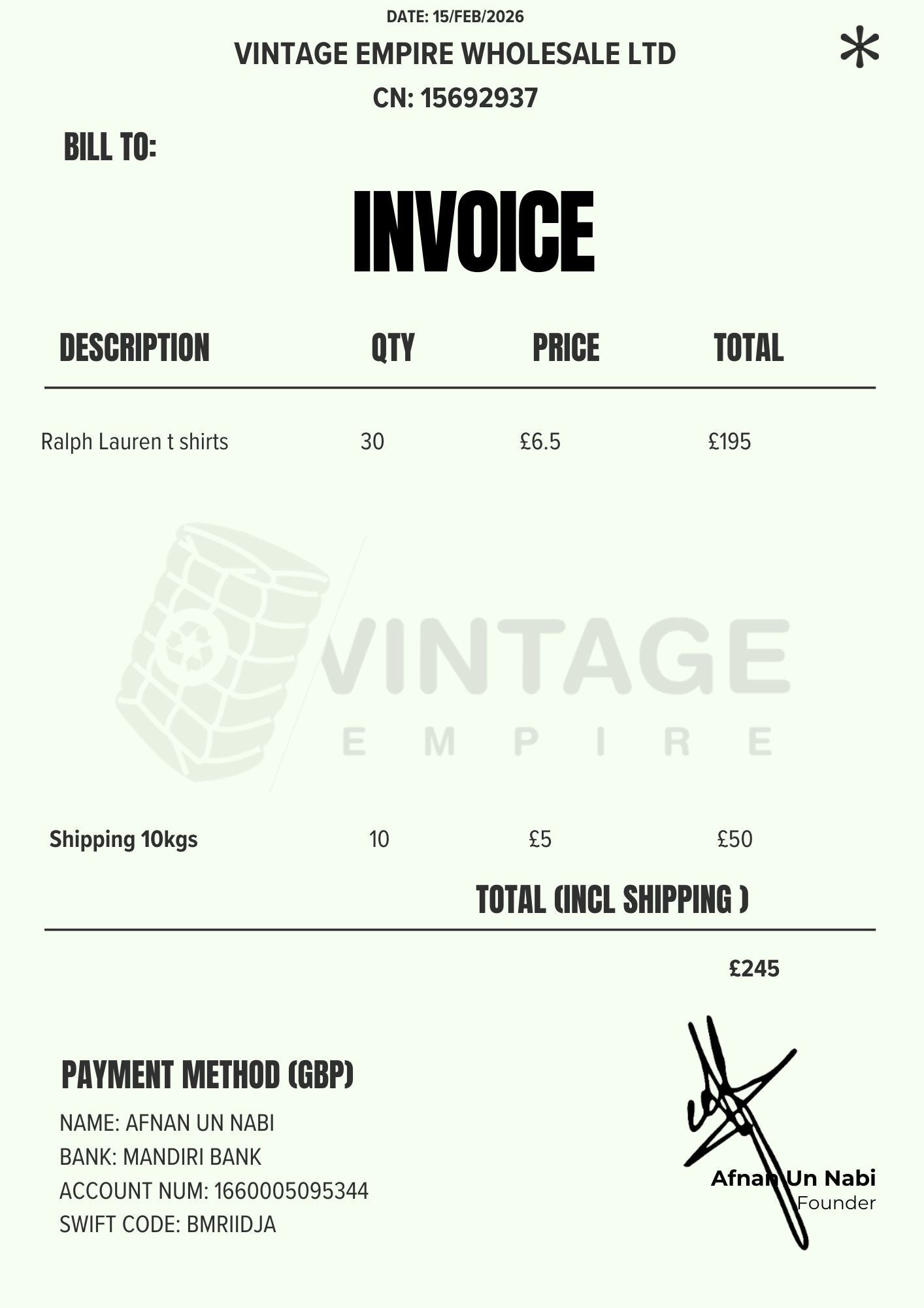 CUSTOM ORDER 80 Vintage Empire Wholesale